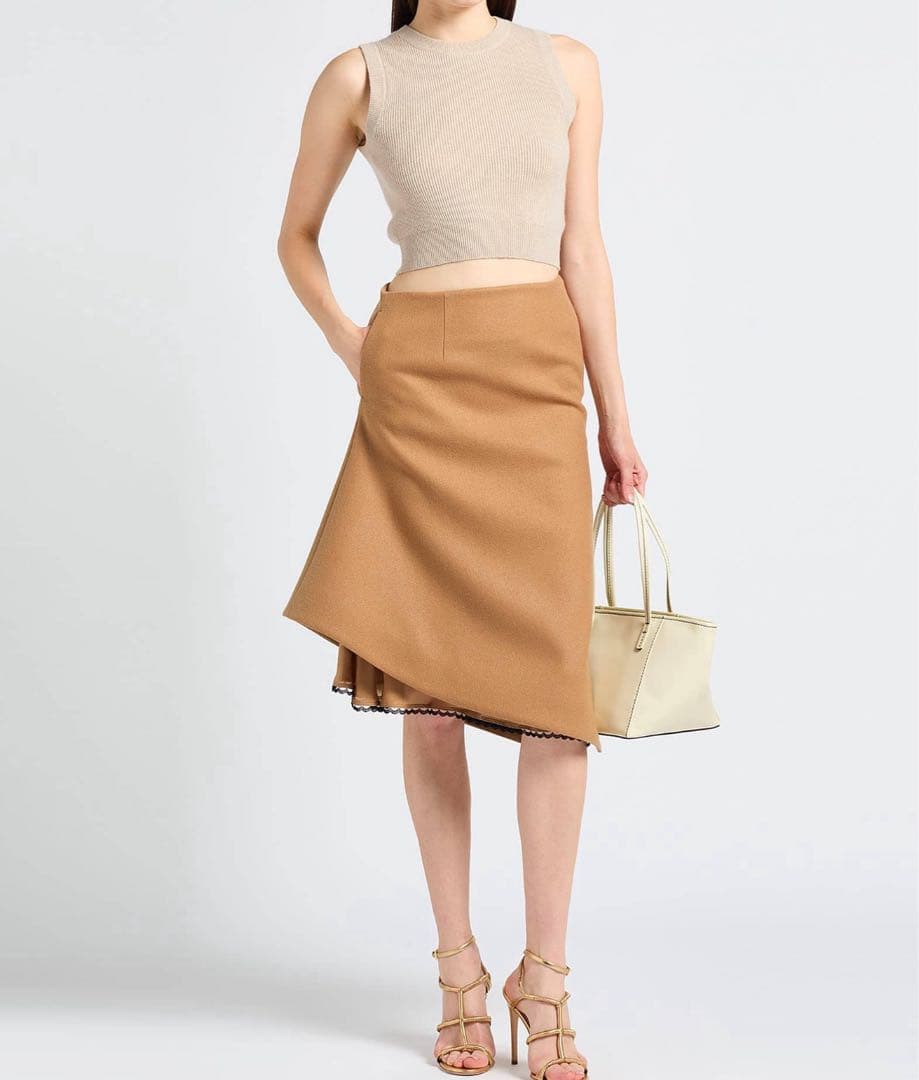 新品未使用Sacai ウール メルトン レース ドッキング スカート