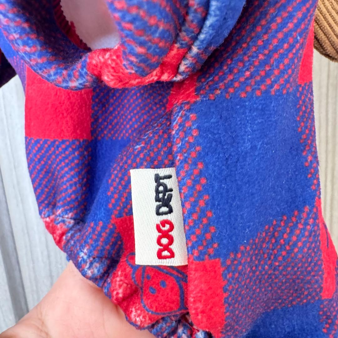 Dog Dept カフェマート＋ストレッチフリースチェックロンパース　Mサイズ