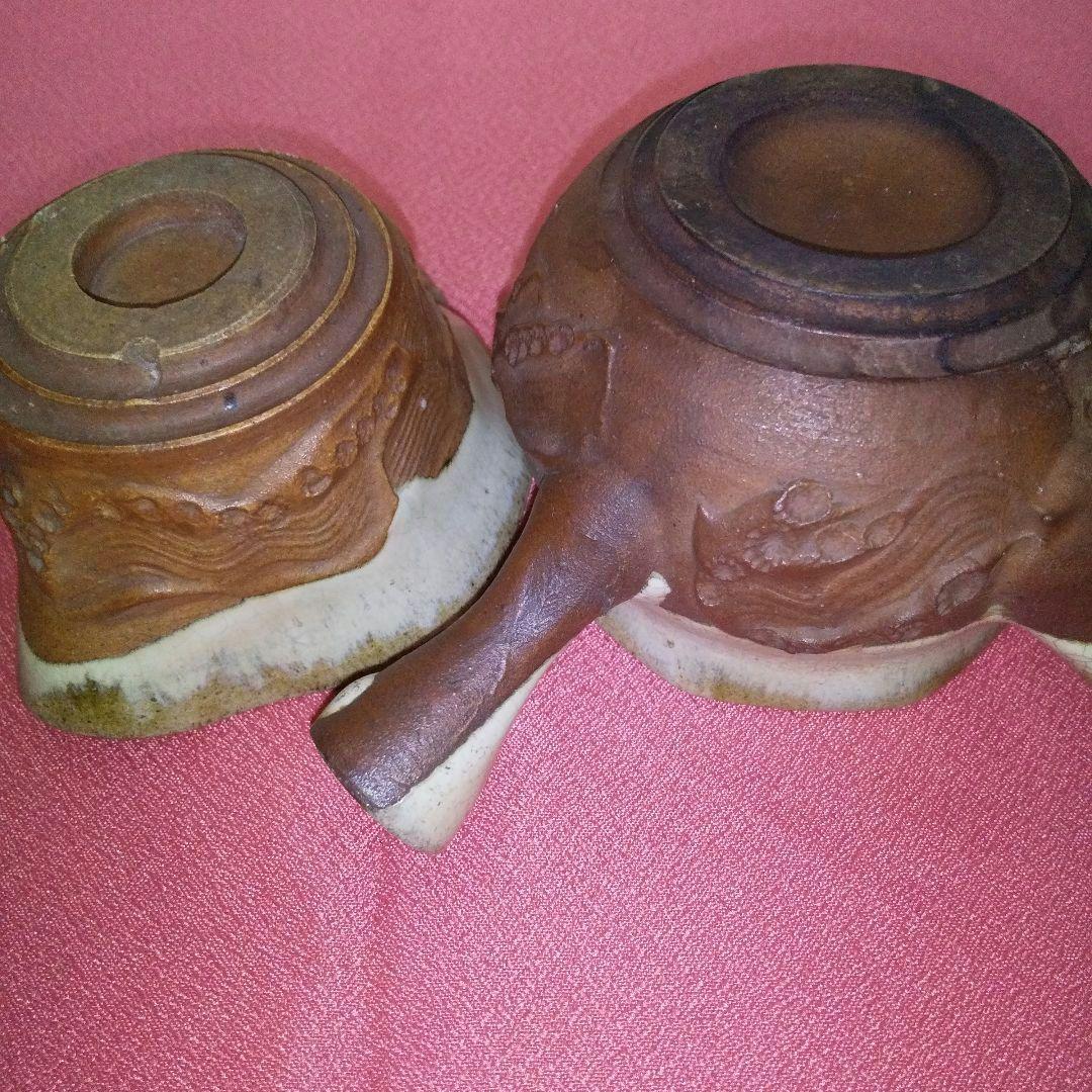 茶器揃い ①急須 ②湯冷まし ③湯呑み茶碗 「金彩・走り駒（左馬）・貫入」