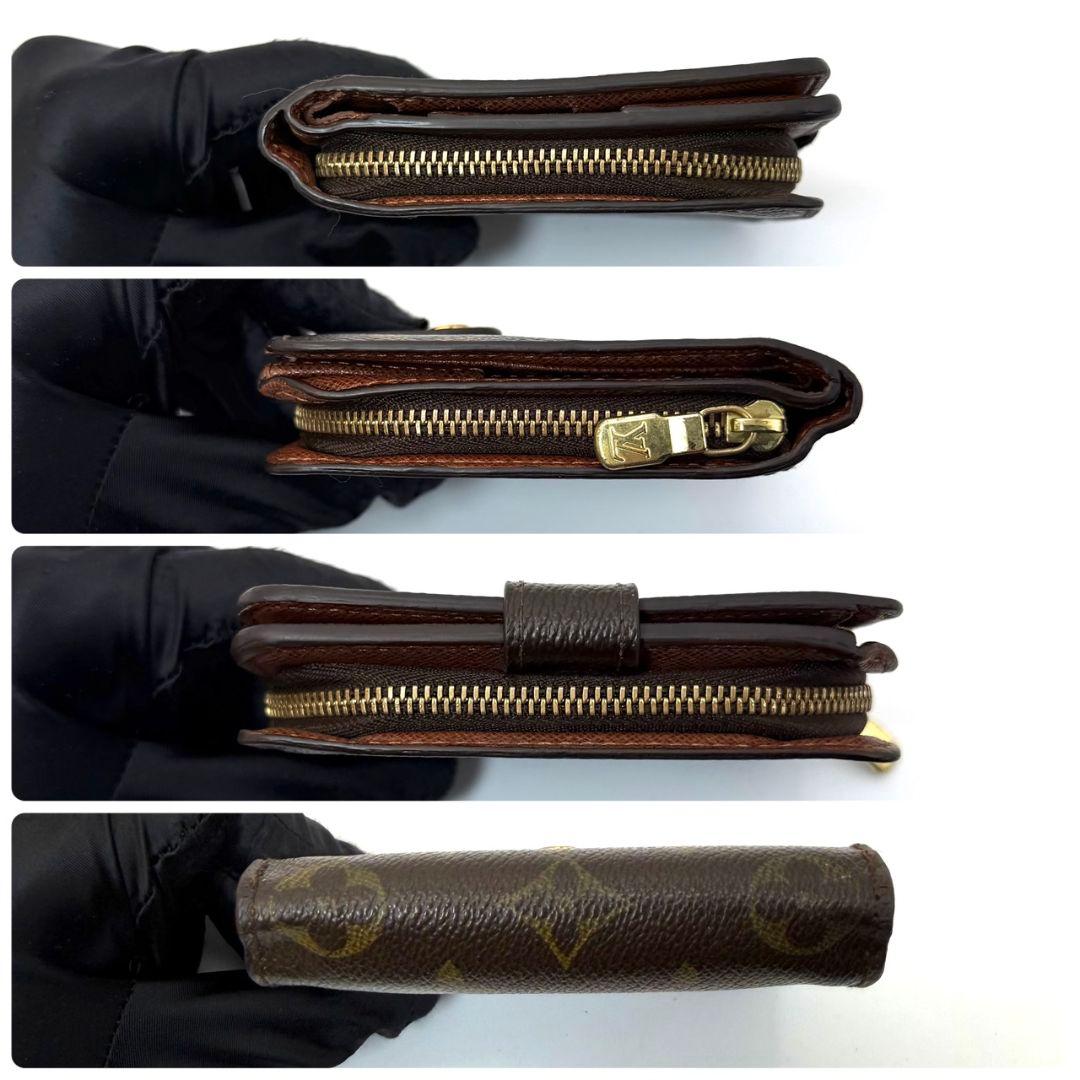 良品. ルイヴィトン モノグラム コンパクトジップ 財布 二つ折り ラウンド 茶