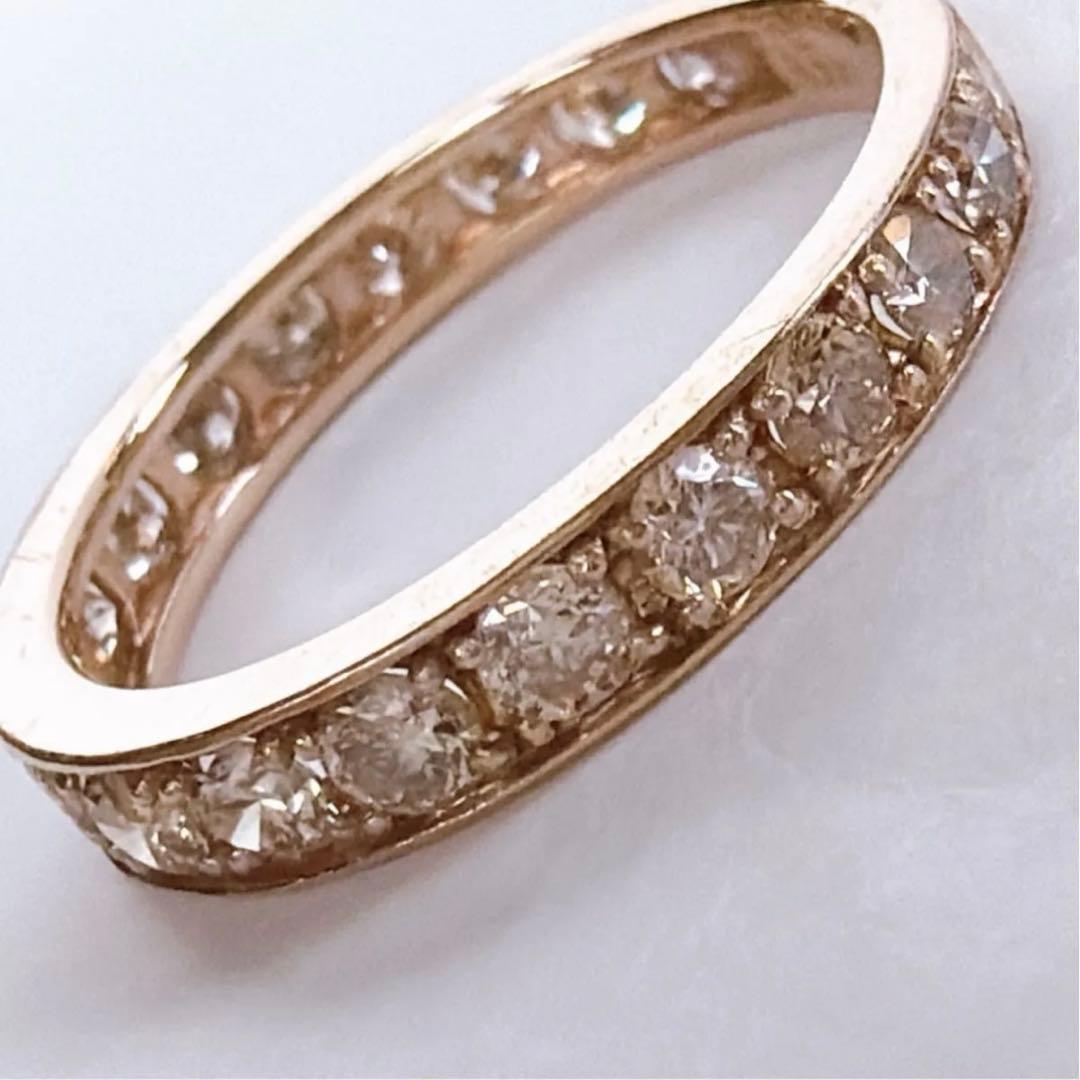 【1217】 K18PG 天然ダイヤモンド 1ct エタニティ 11.5〜12号