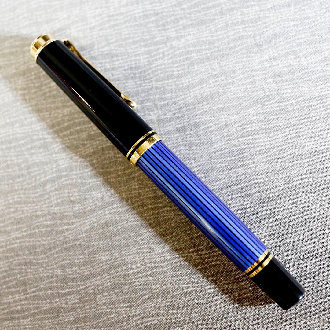 【極美品 送料込み】ペリカン 万年筆 スーベレーン 青縞 Ｍ４００