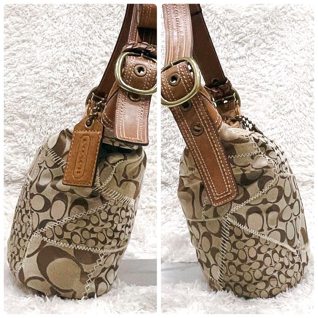 ✨希少 コーチ バケツ型 ワンショルダーバッグ パッチワーク シグネチャー 美品