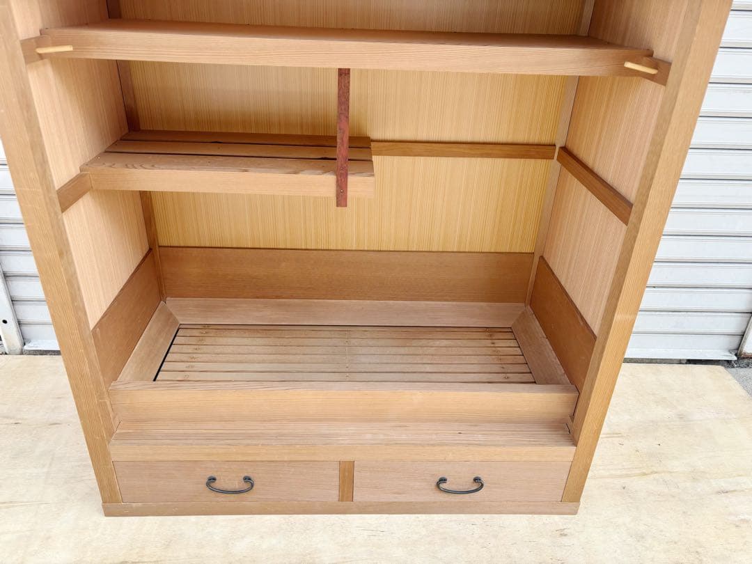 美品 茶道具 水屋道具 国産杉 網代扉 置水屋 道具棚 茶器収納 水屋箪笥茶棚