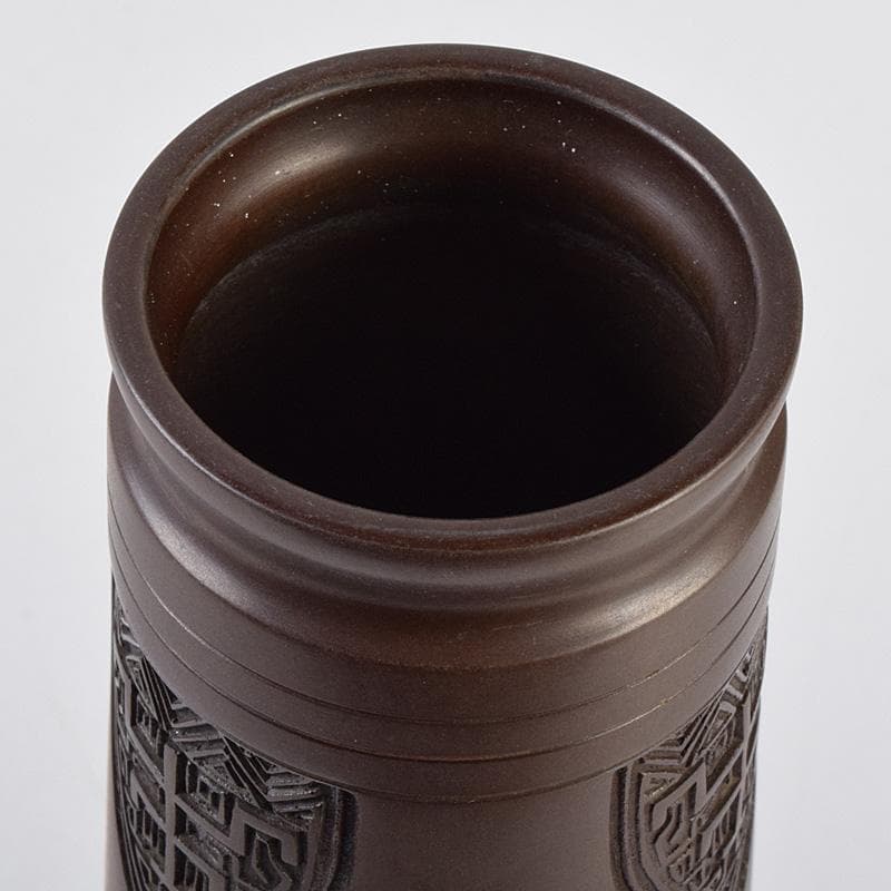 茶道具　釜師　角谷與兵衛造　唐銅柄杓立　共箱　C　R9238