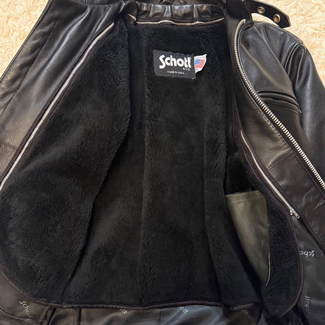 【希少】 schott シングル ボア ライナー 付き641 USA製 38 M