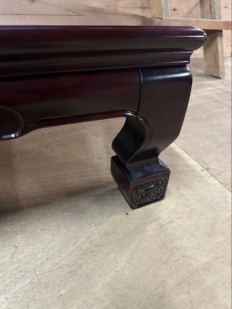 和風 座卓 ローテーブル 120×90cm 彫刻脚 漆風ブラウン