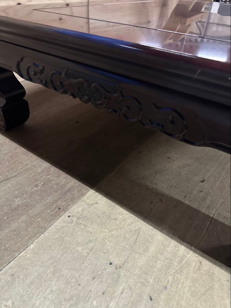 和風 座卓 ローテーブル 120×90cm 彫刻脚 漆風ブラウン