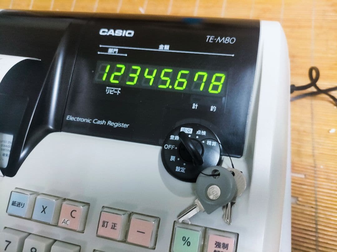 カシオレジスター　TE-M80　中古品　人気機種感熱紙　送料無料　753753