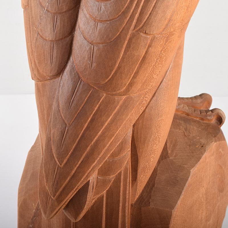 彫刻家　木聴奄　潮田皓哉作　鷹　置物　約4.3㎏　共箱　M　R8555B