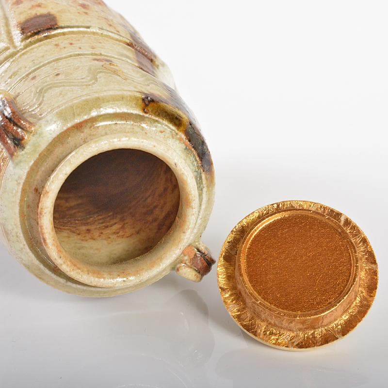 茶道具　加藤弥右衛門作　美濃伊賀　茶入　花兎仕覆付　極め箱　V　R6171