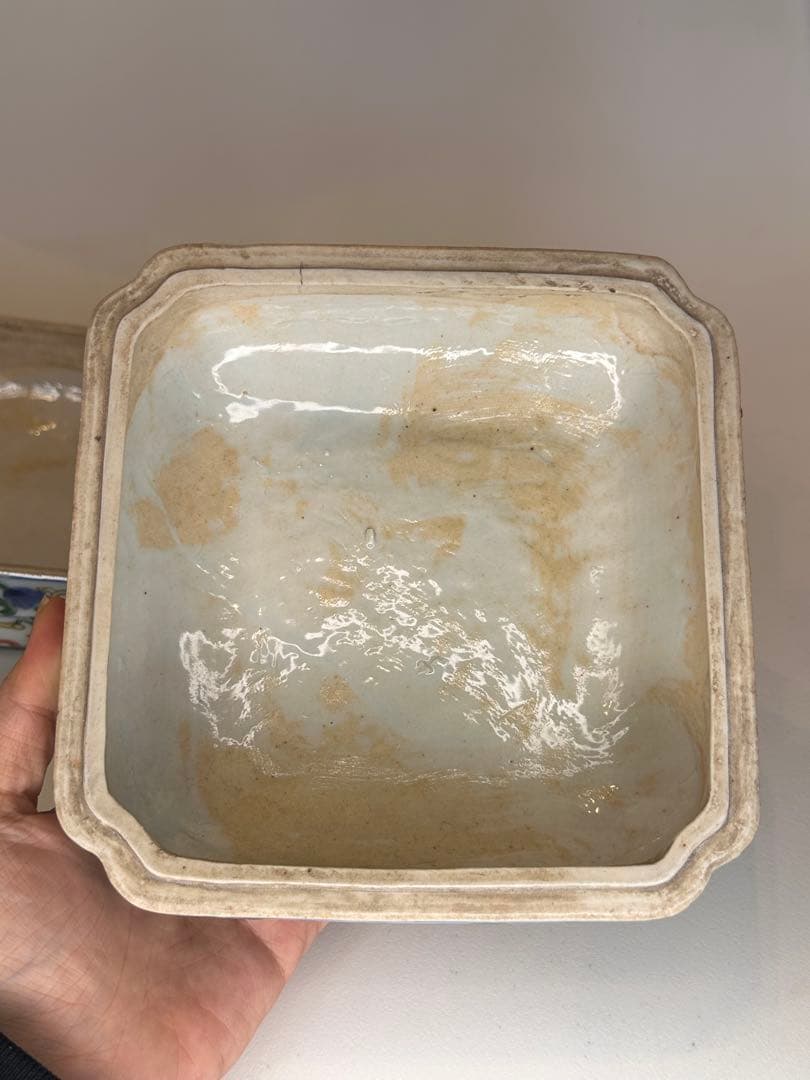 本mercy！中国 明代 大明嘉靖年製 五彩 龍文 蓋盒 四面龍文 骨董品