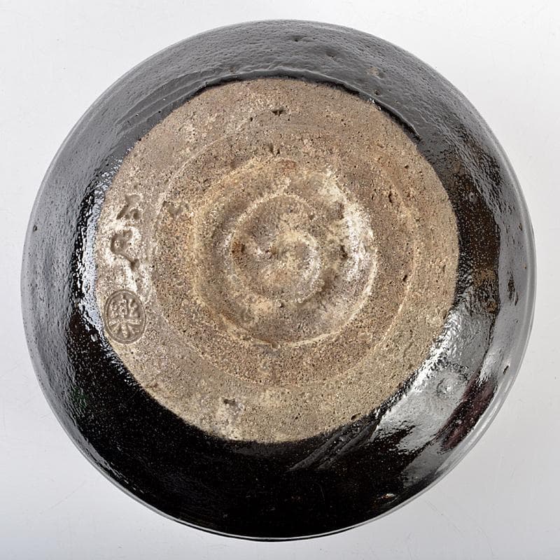 芳幽軒　加藤石春作　黒楽　菓子器　共布共箱　M　R5391