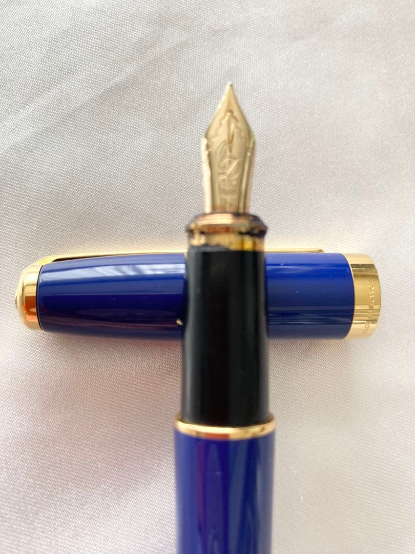 デュポン 万年筆 ラインD ブルーラッカー ゴールド 先M 中字 コンバーター式