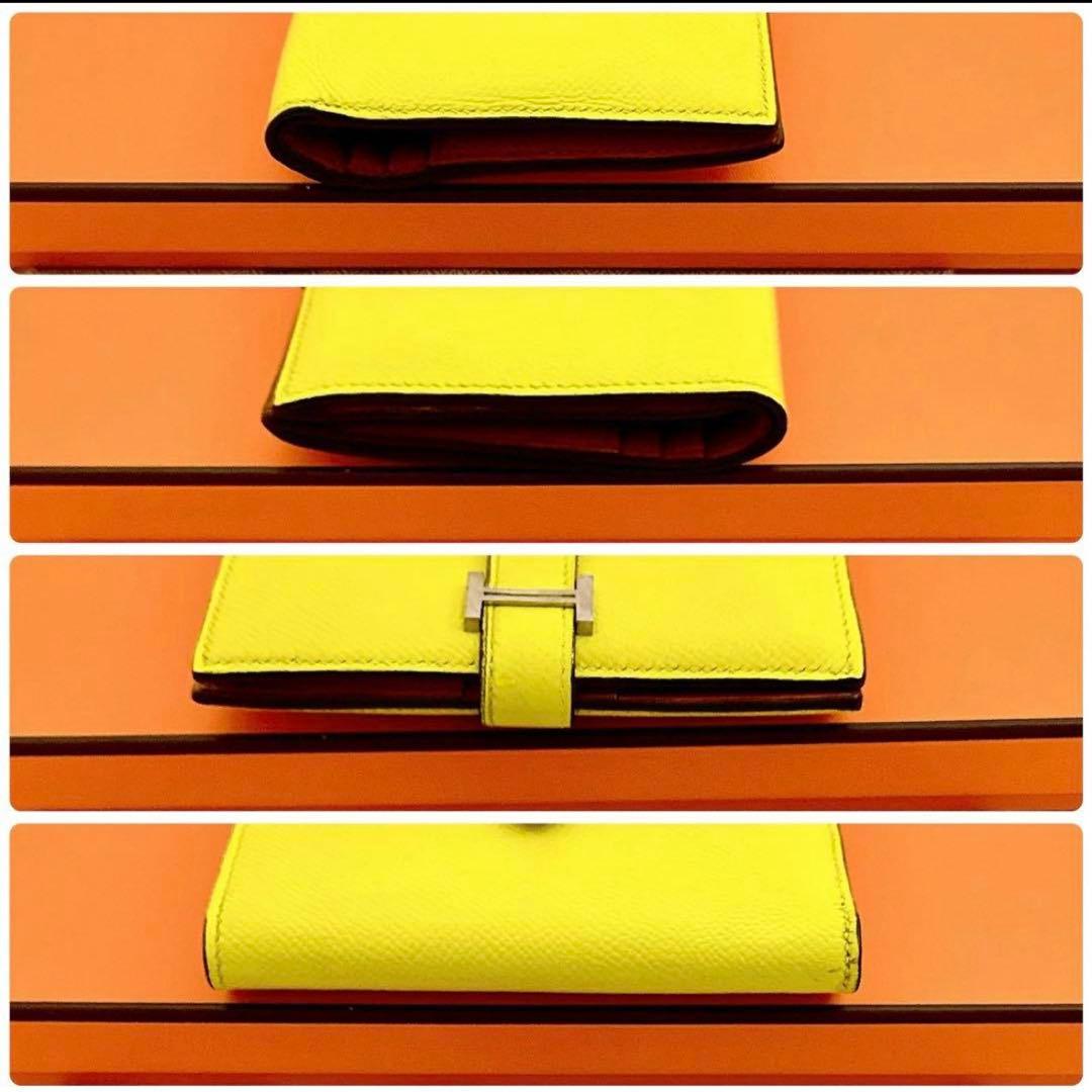 HERMES ベアンコンパクト ヴォーエプソン イエロー　折財布 国内正規品✨