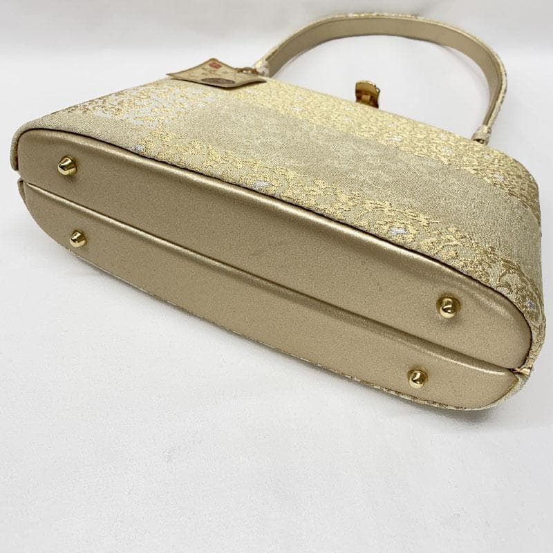 601mg2☆神田胡蝶謹製 和装ハンドバッグ 礼装用 金糸 ゴールド☆美品