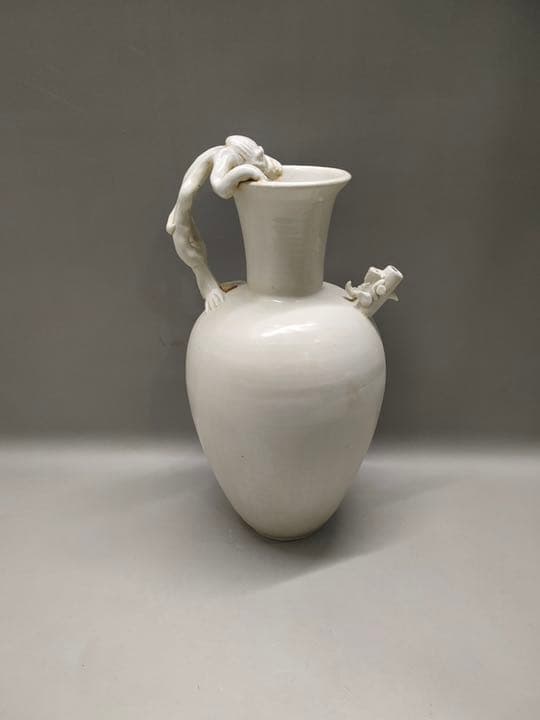 邢州窯　唐時代白磁獅柄大執壺　水注　陶芸　骨董品　匿名配送‼️