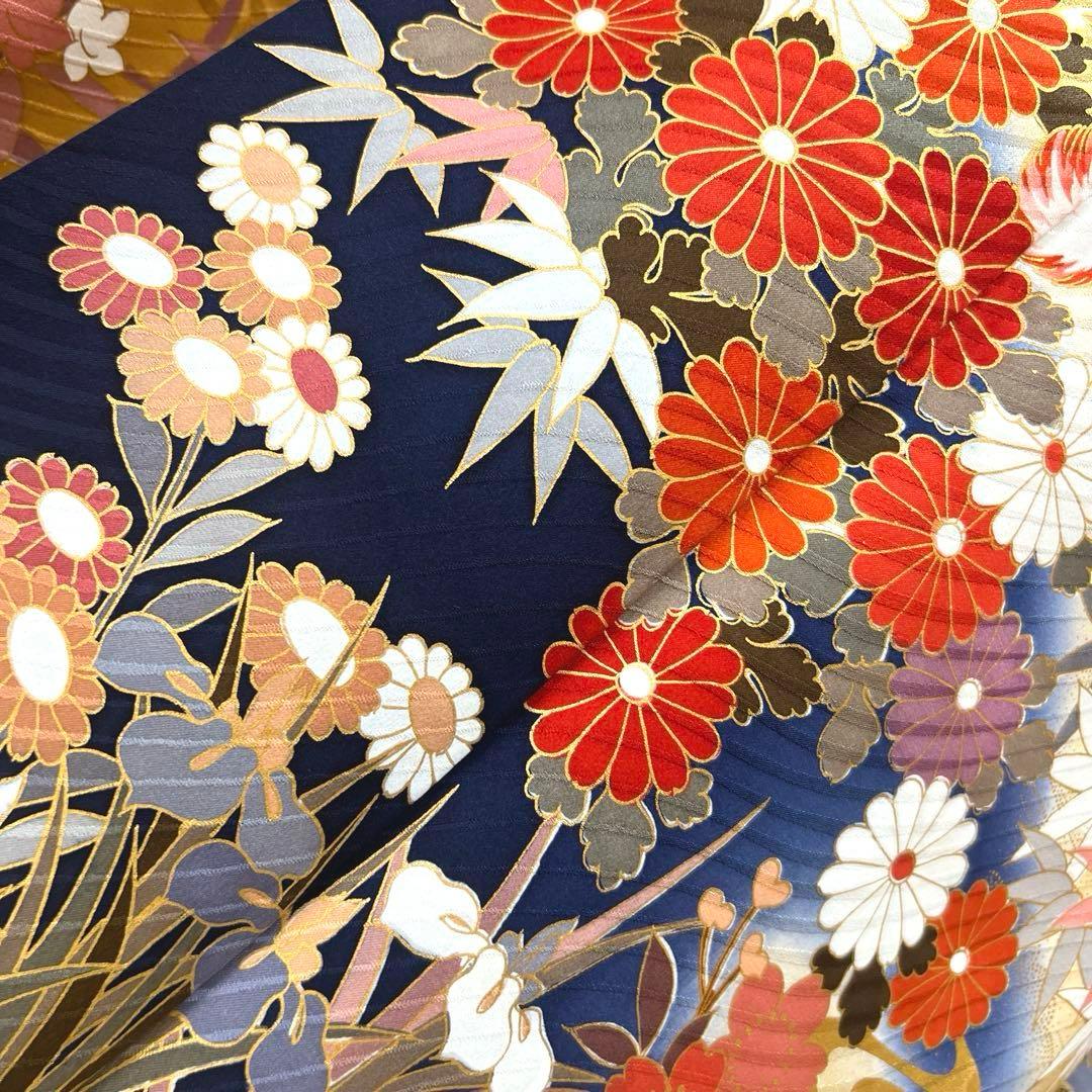 423 振袖フルセット 正絹 緑 グリーン 茶 金彩 駒刺繍 暈し染め