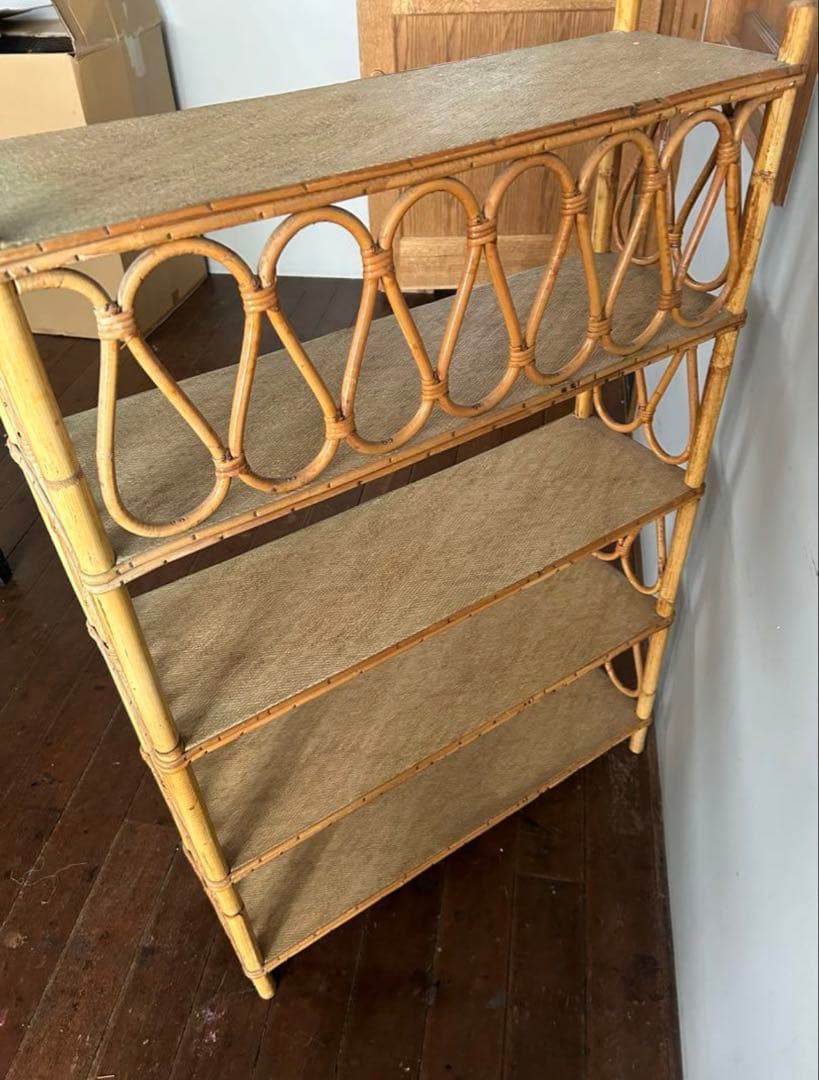 フランスアンティークラタン4段オープンシェルフ