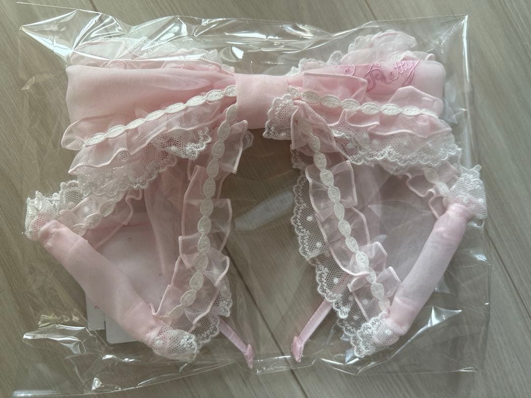 angelic pretty フリルシースルーカチューシャ　ピンク