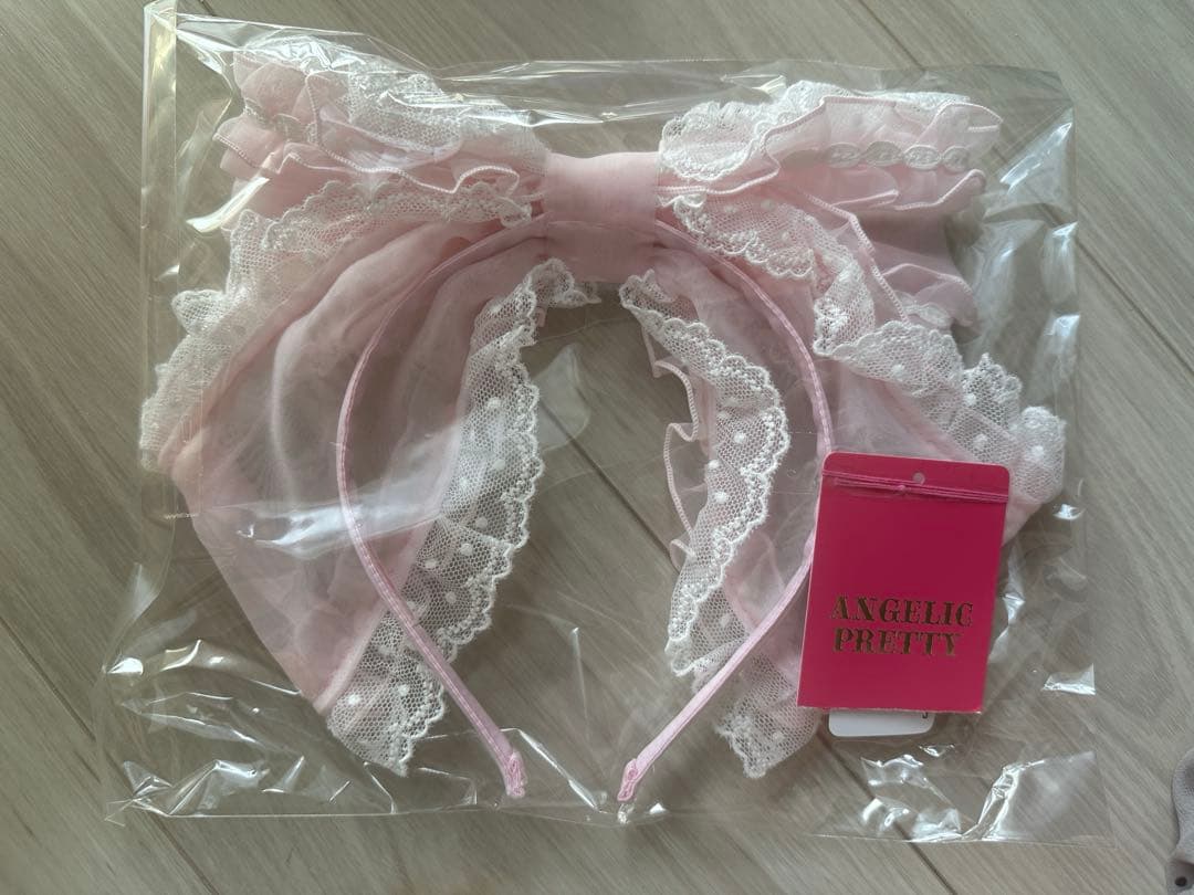angelic pretty フリルシースルーカチューシャ　ピンク