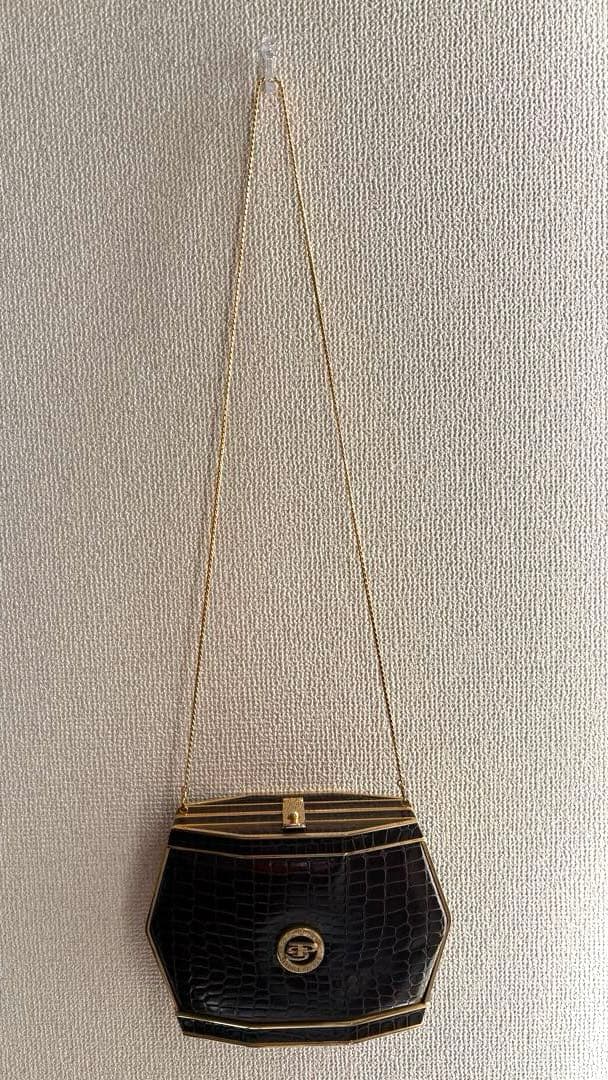 クロコダイル風ダークブラウンバッグ　パーティー