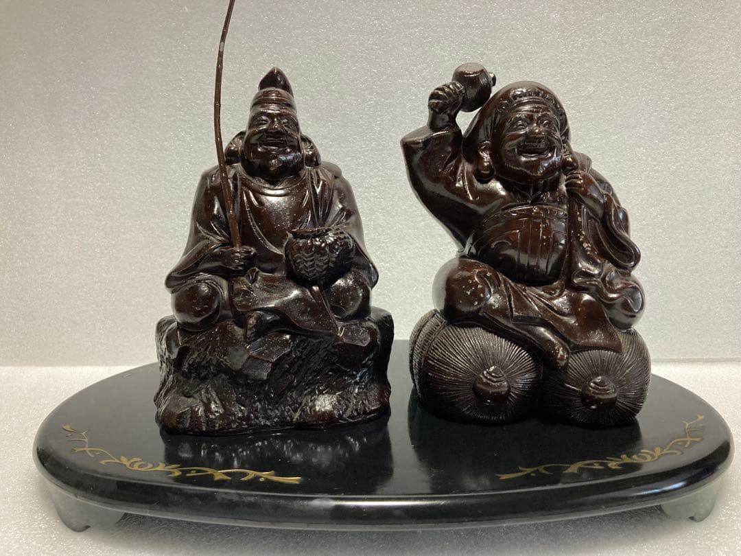 七福神の恵比寿と大黒天のブロンズ置物 二体セット
