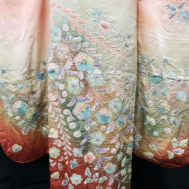 412z5☆振袖 銀通し 辻が花文様 バチ衿 落款 作家物☆美品 成人式 結婚式