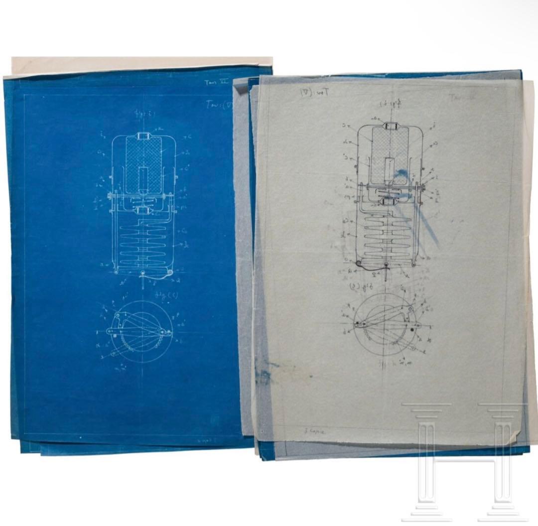 カプローニ製作所 パラシュート地雷設計原本資料セット（1930～40年代） 実物