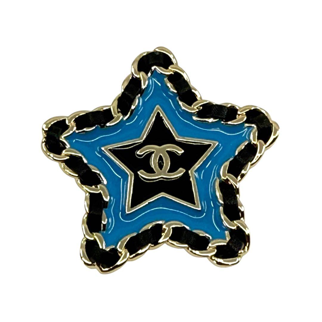【極美品☆現行】シャネル　C24A 現行　ブローチ　レザー　星　ココマーク