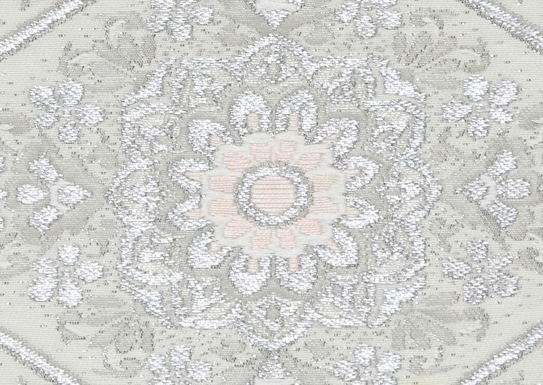 新入荷！！プレス加工済 正絹 礼装用袋帯 銀糸 六通織 変り七宝華文様 パーティ