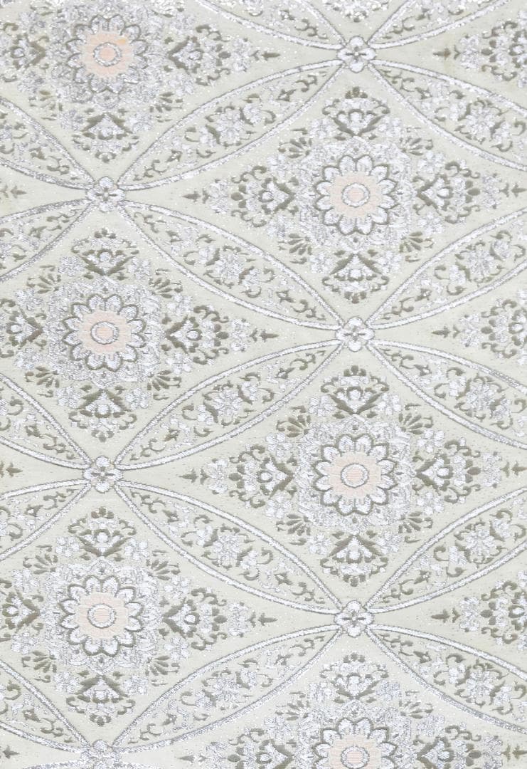 新入荷！！プレス加工済 正絹 礼装用袋帯 銀糸 六通織 変り七宝華文様 パーティ