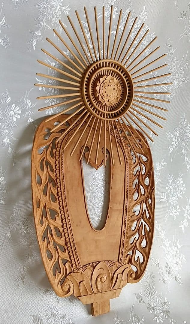 光背のみ#549 立像6.0寸用 放射光 火焔 透し彫◆白檀 木彫 仏像付属品