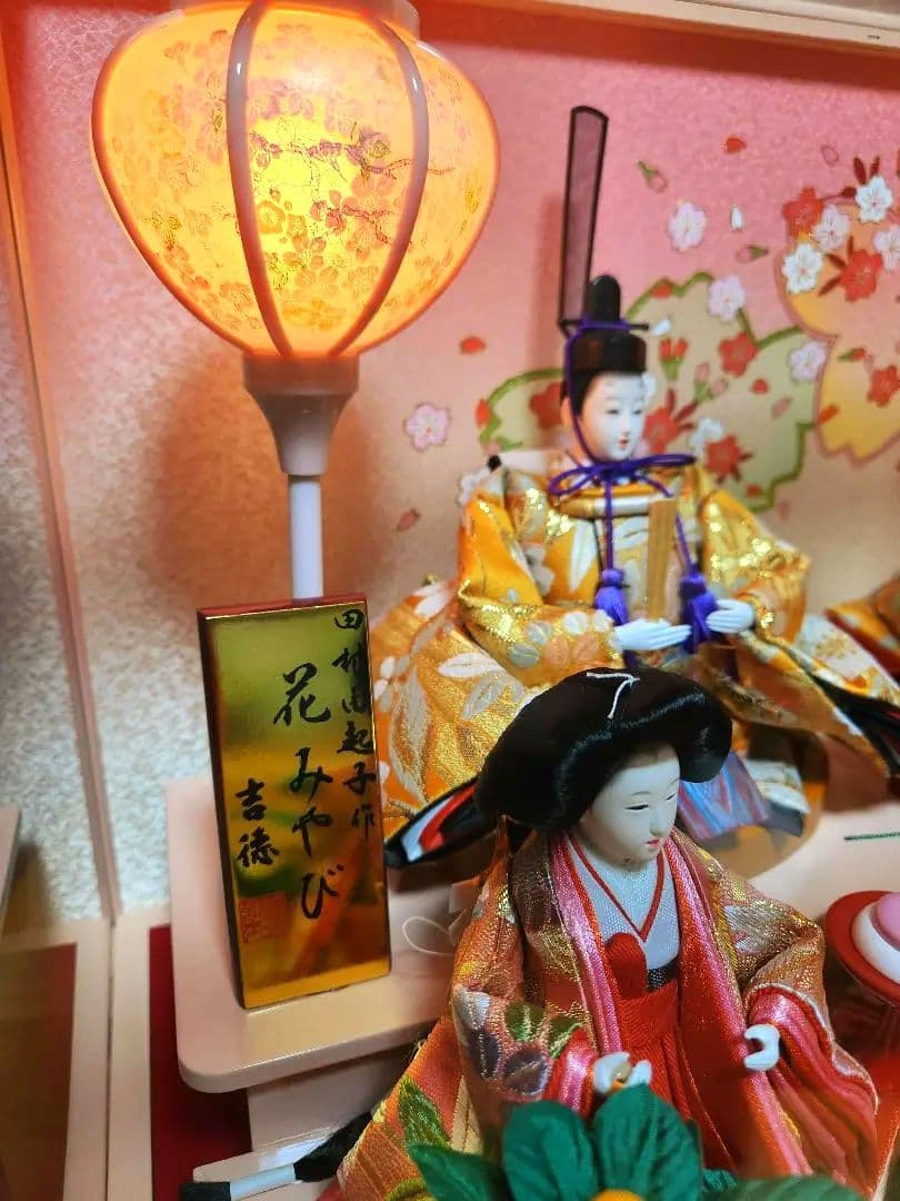 送料込✧* 雛人形 吉徳 五人飾り オルゴール・ ガラスケース 定価約7万