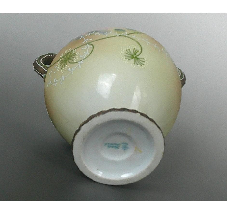 明治 オールドノリタケ バラ盛り上げ花瓶