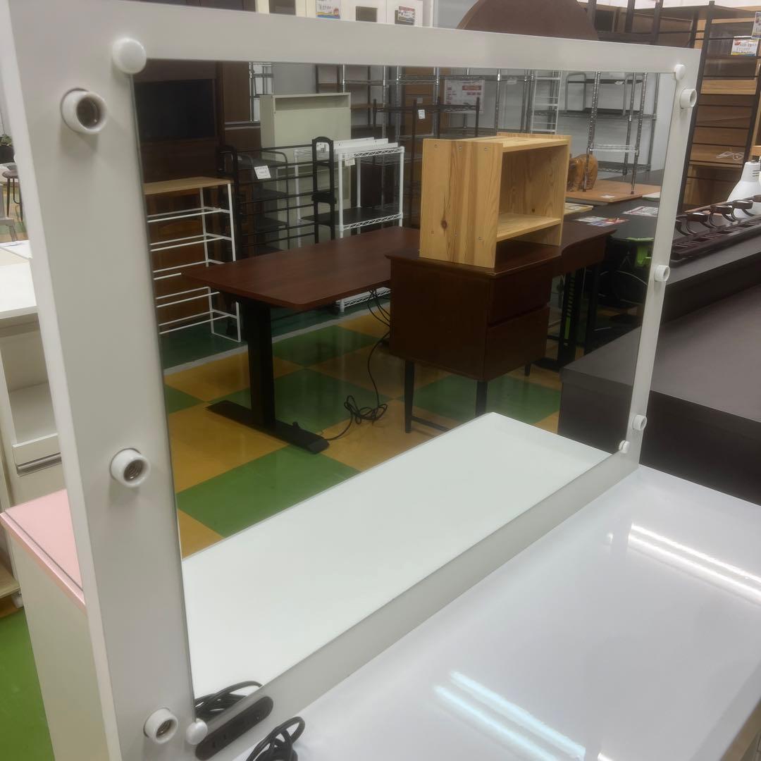 ディノス dinos ホワイトドレッサー LEDミラー付き