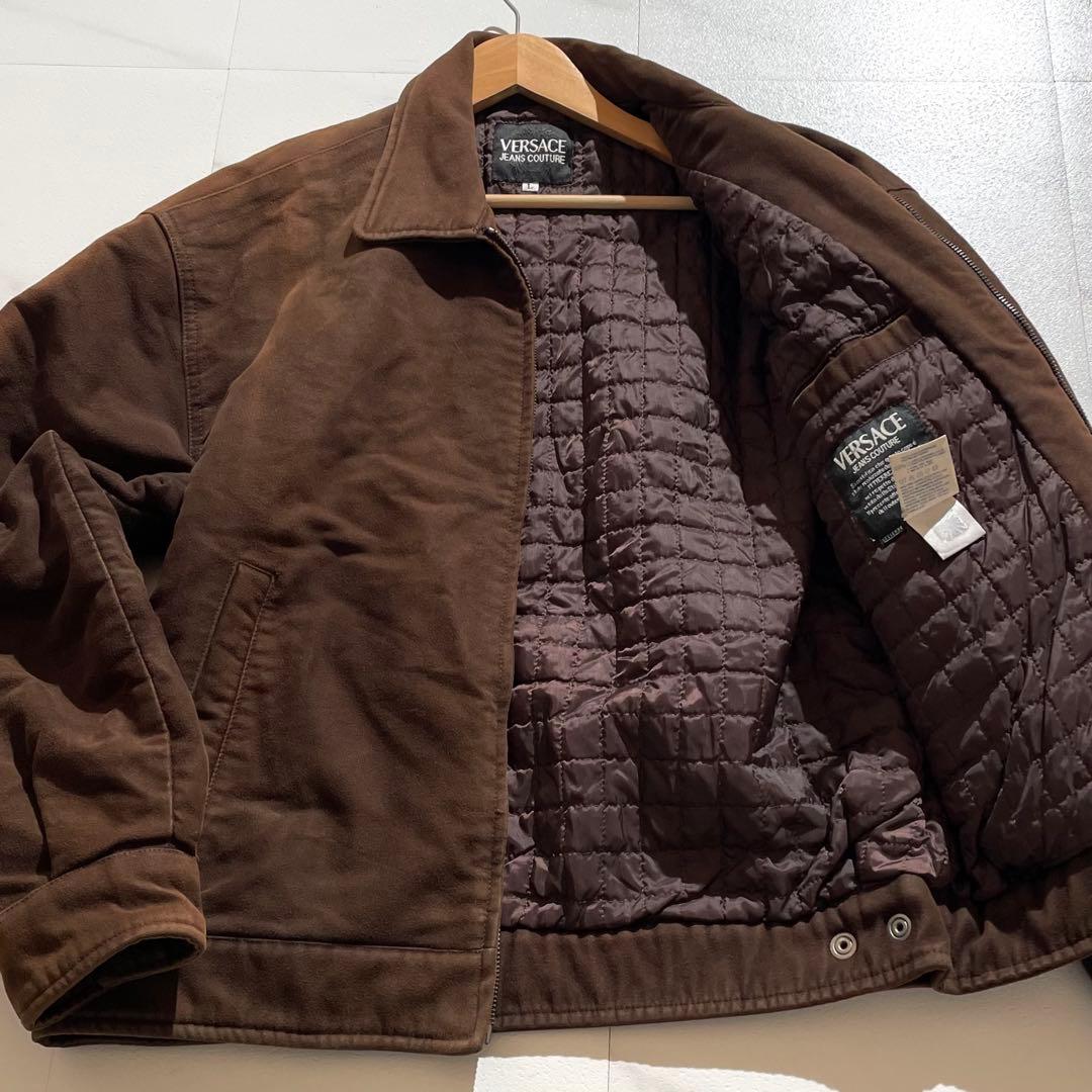 入手困難✨ ヴェルサーチ ボンバージャケット ブルゾン 背面ロゴ刺繍 ブラウン