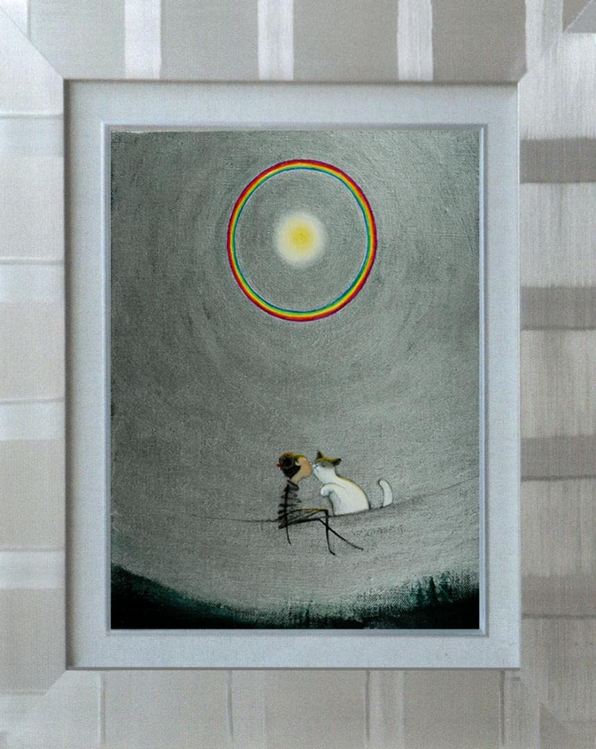 油絵 菅家令子 絵 絵画 インテリア F3-031019 祈り 可愛い子猫女の子