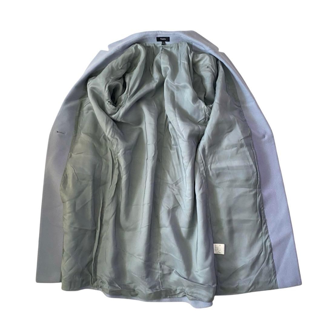 セオリー ウール チェスターロングコート ライトブルー ゆったり 日本製 S