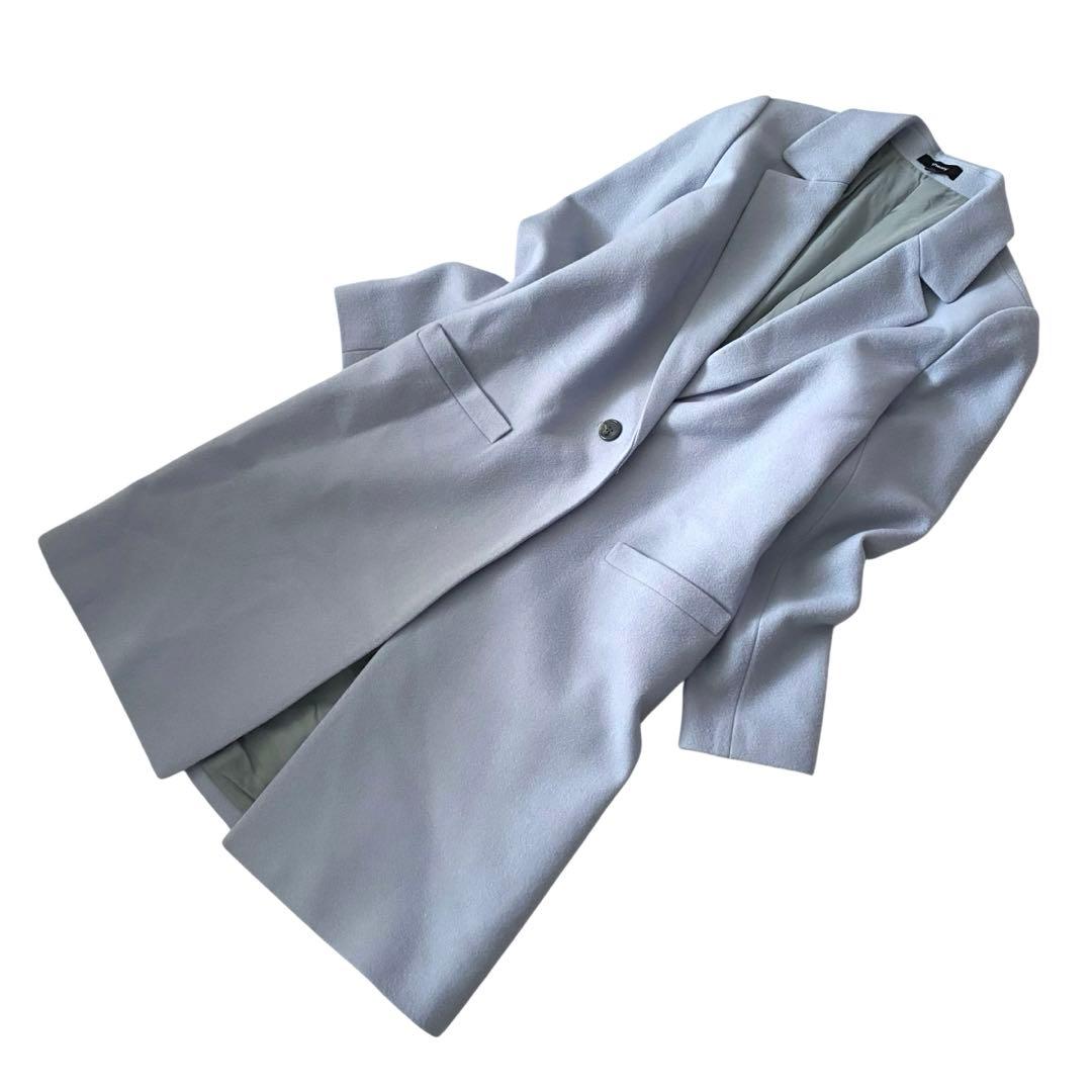 セオリー ウール チェスターロングコート ライトブルー ゆったり 日本製 S