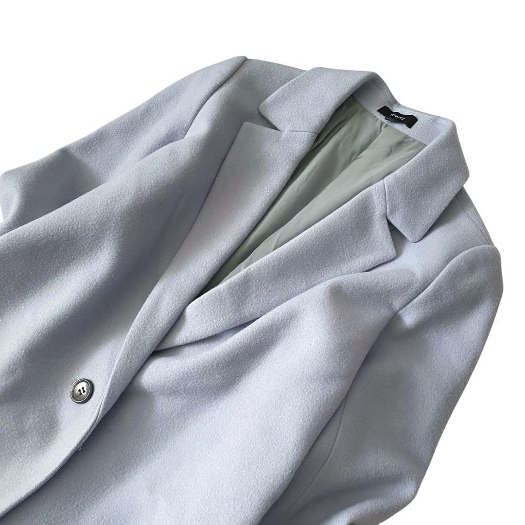 セオリー ウール チェスターロングコート ライトブルー ゆったり 日本製 S