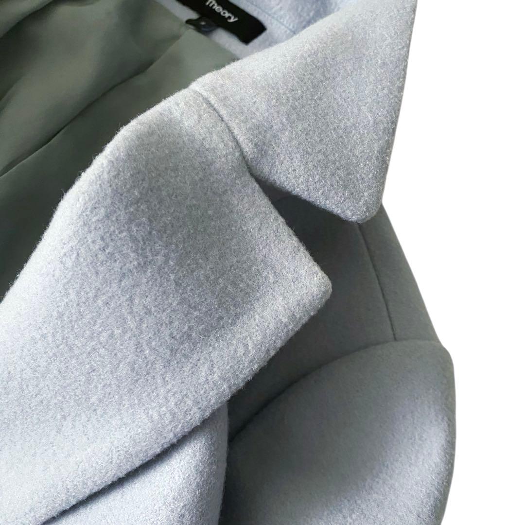 セオリー ウール チェスターロングコート ライトブルー ゆったり 日本製 S