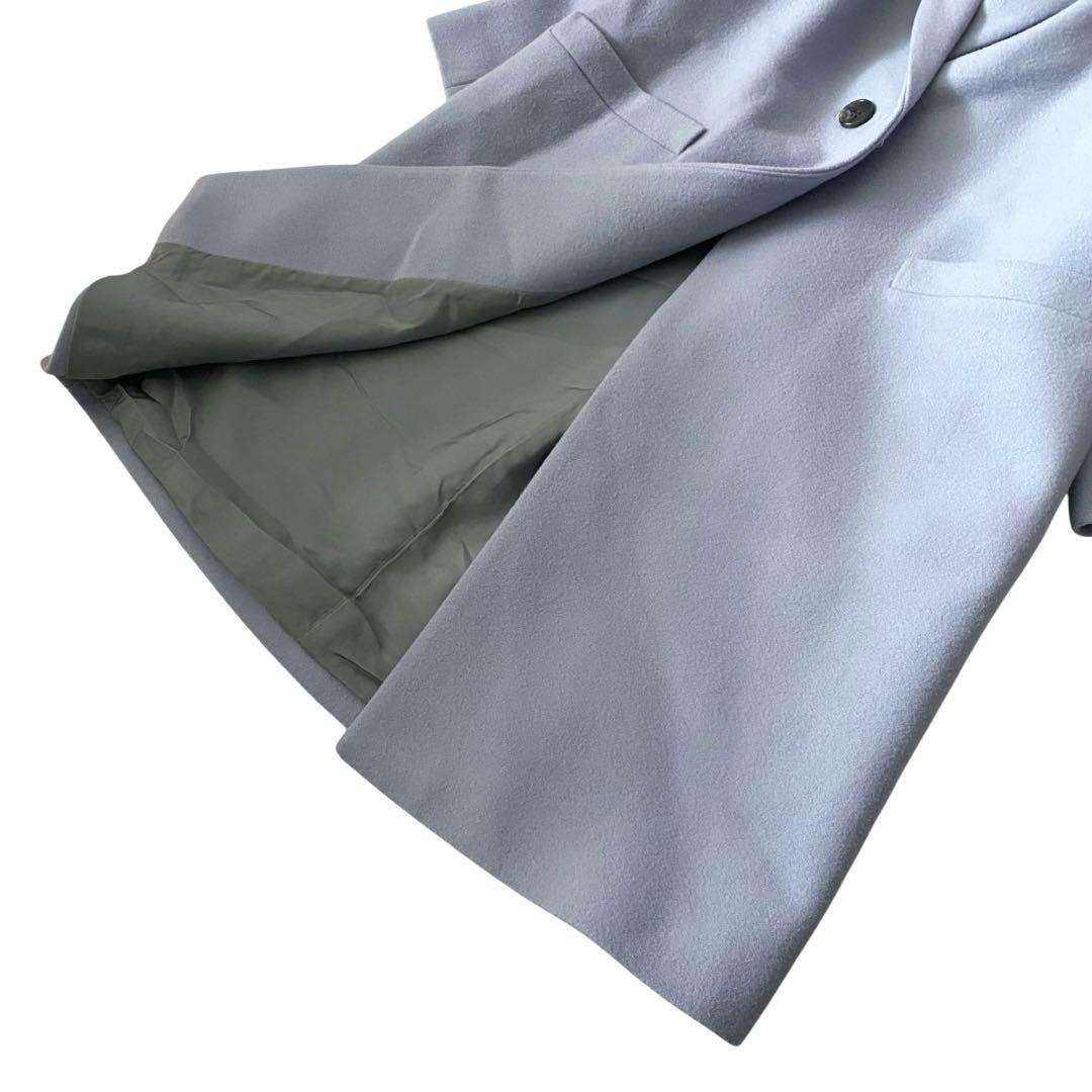 セオリー ウール チェスターロングコート ライトブルー ゆったり 日本製 S