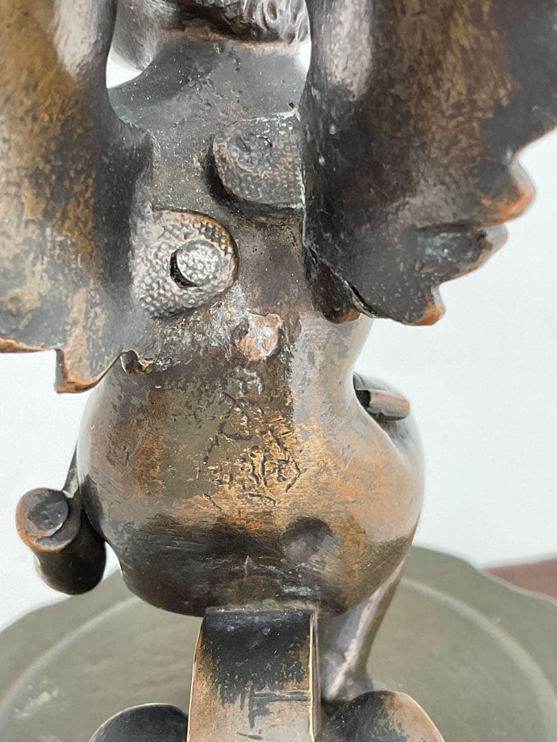 Winged Cherub琴弾天使1870sブロンズ彫刻FoundryMarks
