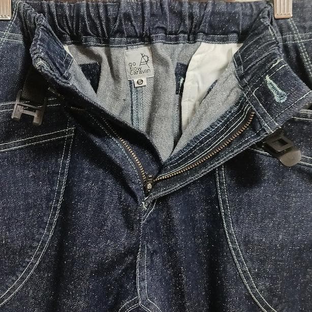 ゴースローキャラバン ネップ入りデニム 脇ポケットパンツ ブルー サイズ 5