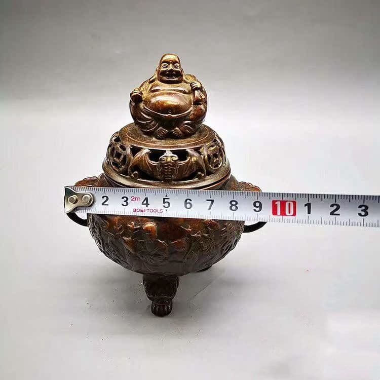銅 細工 福禄寿弥勒仏薫香炉 茶室香炉 書斎 開運風水 招財装飾品 工芸品 置物