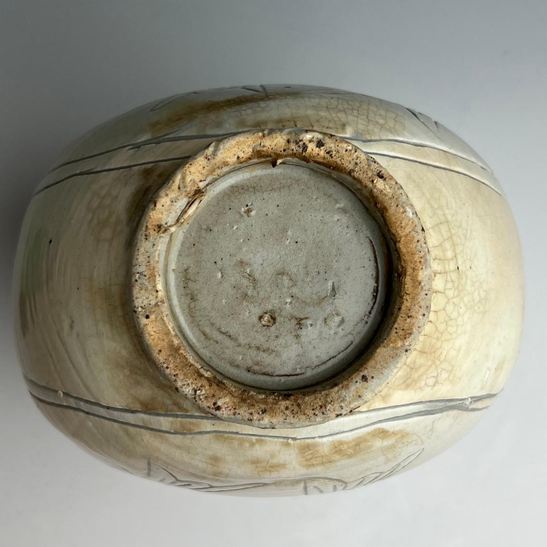 高麗三島刷毛目象嵌魚紋扁壺 李朝高麗コレクター放出品陶磁古玩朝鮮美術A1-48