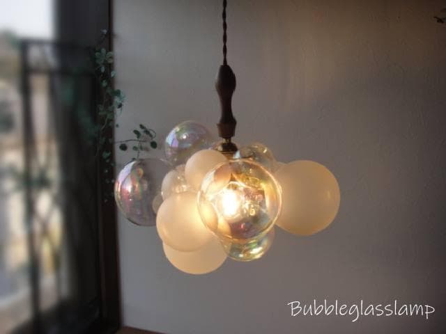 K　シーリングカバー2 バブルガラスシャンデリアペンダントライト胡桃