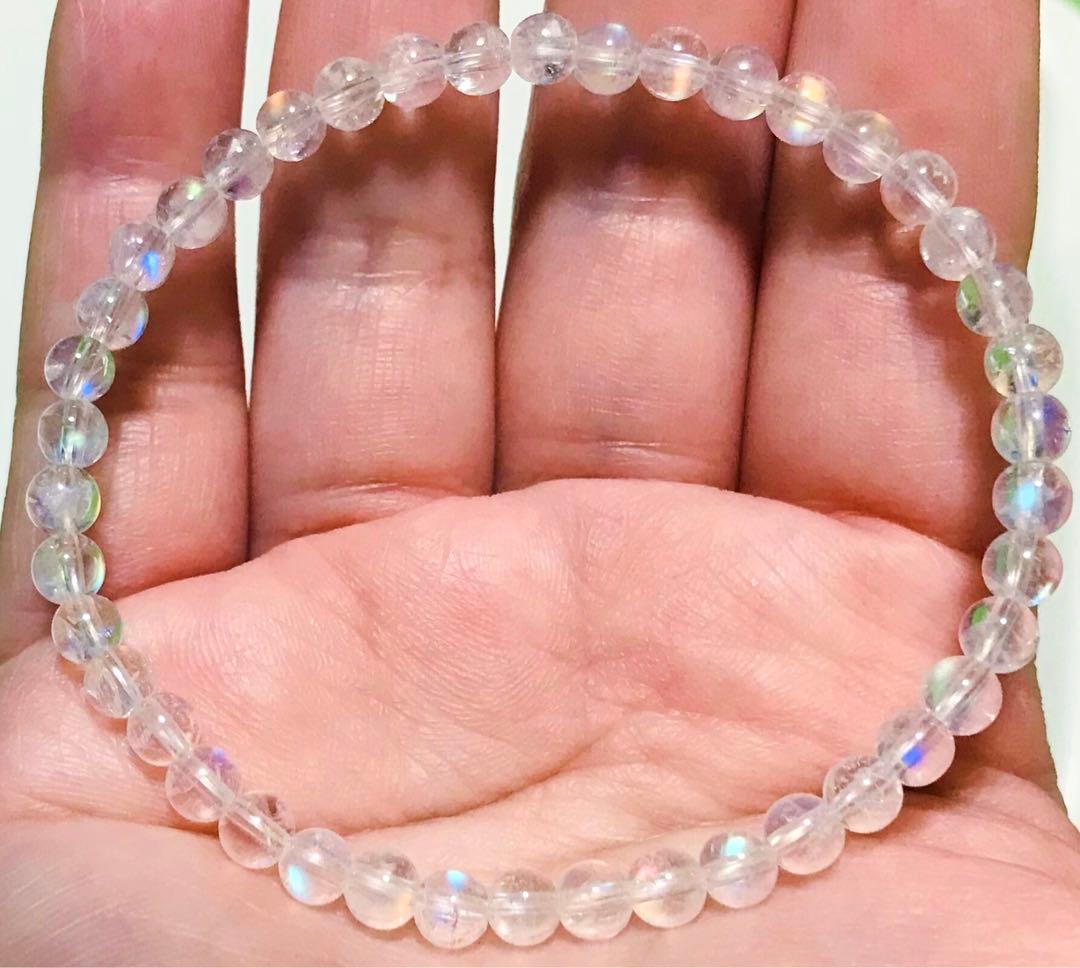 天然石　５A レインボームーンストーン　ホワイトラブラドライト　ブレスレット