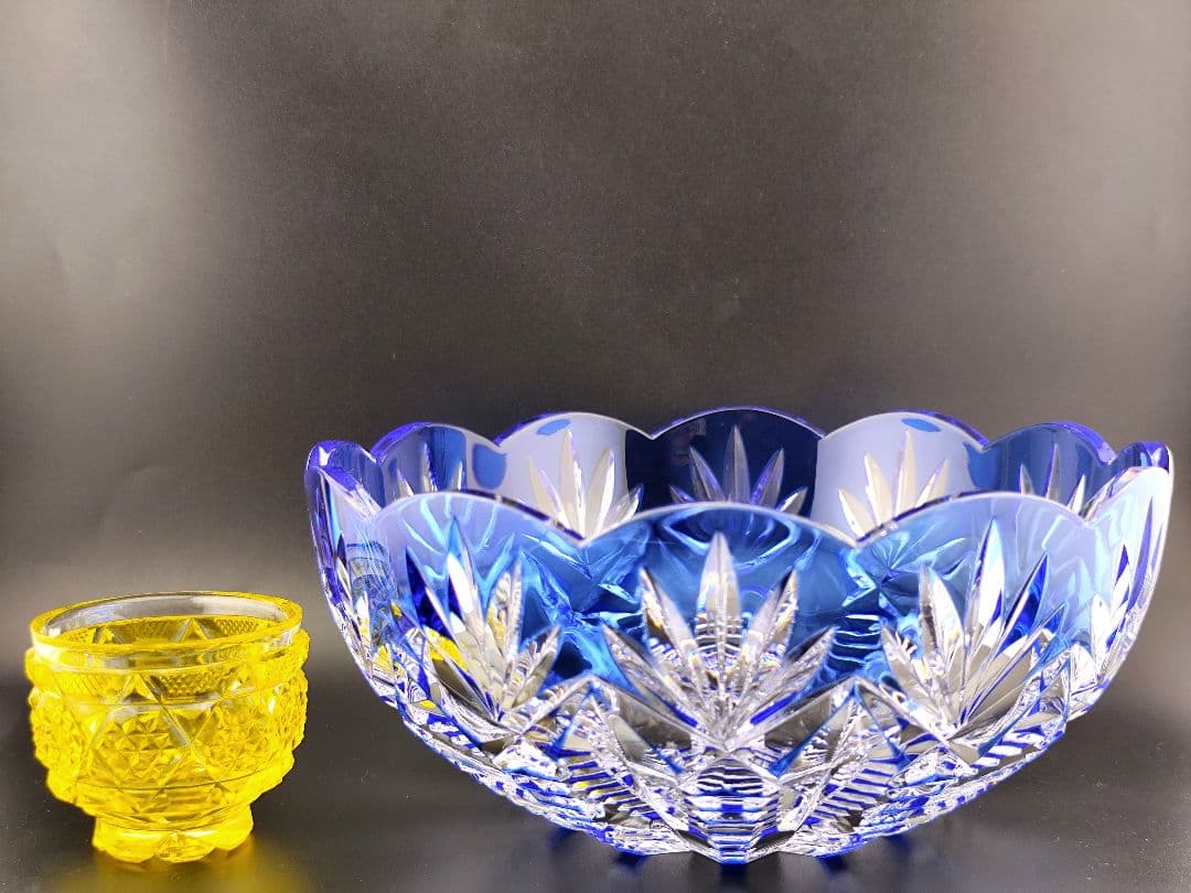 未使用品 希少品☆HOYA ホヤ 最高級 盛鉢 大鉢（切子、江戸切子、薩摩切子）